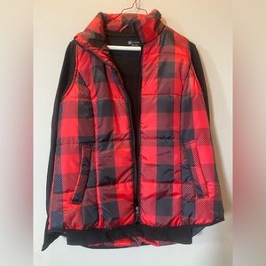 Black and Red Gingham Plaid Vest with black undershirt
